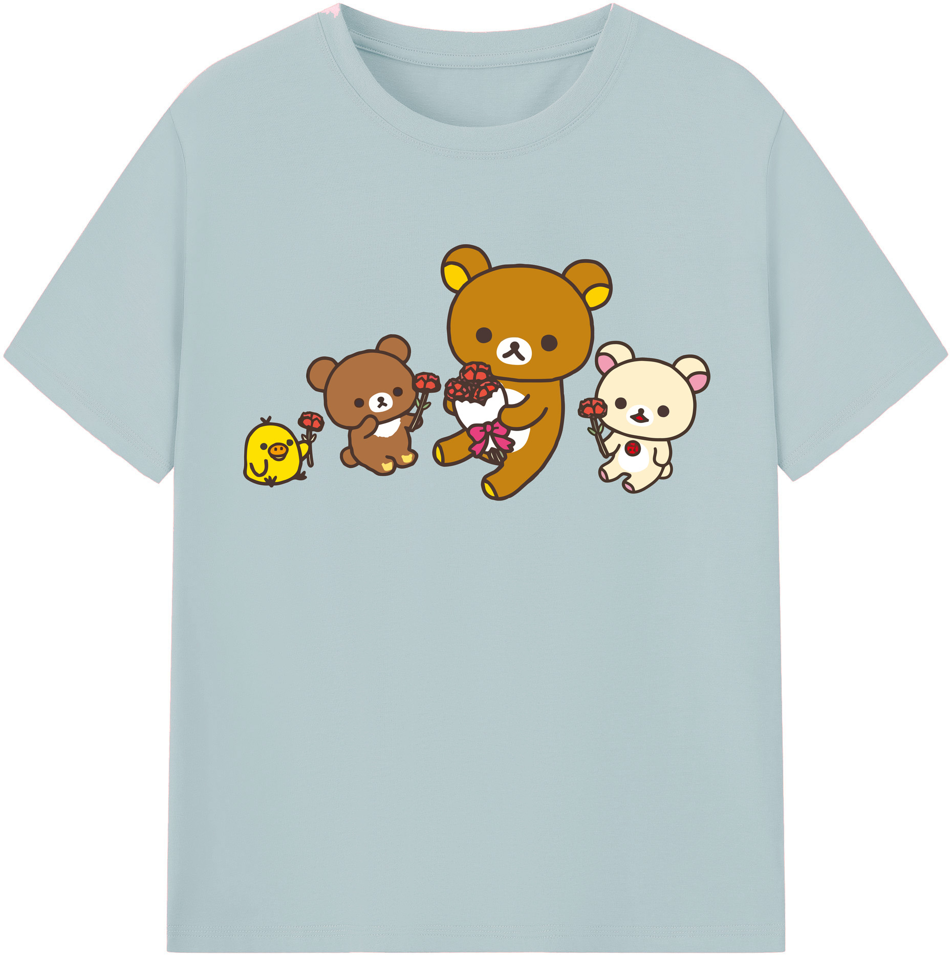 （画像用） リラックマ リラックマ キイロイトリ Rilakkuma Korilakkuma Kiiroitori 綿100％半袖Tシャツ（フロントプリント）